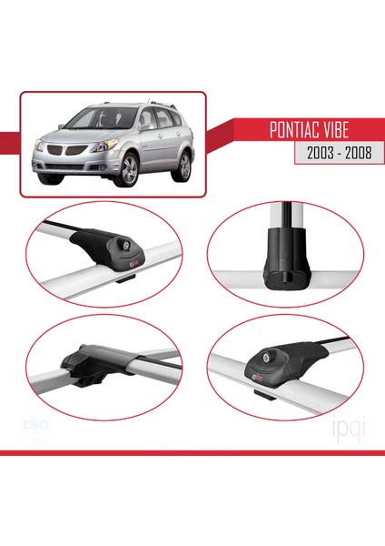 Pontiac Vibe 2003-2008 Arası ile Uyumlu Ace-1 Ara Atkı Tavan Barı Gri 3 Adet fırsatları