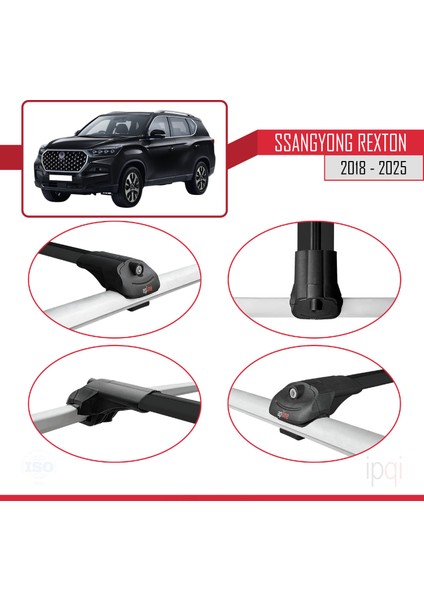 Ssangyong Rexton 2018-2025 Arası ile Uyumlu Ace-1 Ara Atkı Tavan Barı Siyah 3 Adet fırsatları