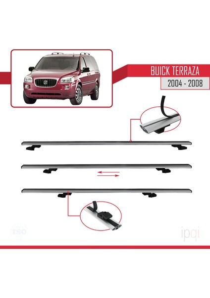 Buick Terraza Cxl 2004-2008 Arası ile Uyumlu Basıc Model Ara Atkı Tavan Barı Gri 3 Adet indirimleri