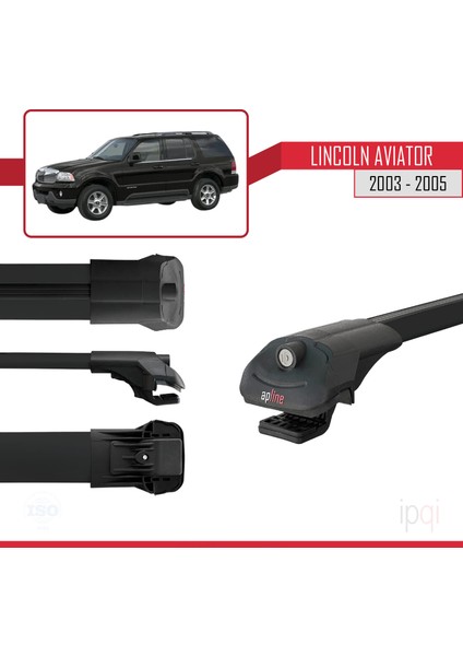 Lincoln Aviator 2003-2005 Arası ile Uyumlu Ace-1 Ara Atkı Tavan Barı Siyah 3 Adet modelleri