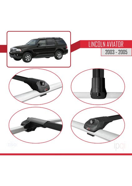 Lincoln Aviator 2003-2005 Arası ile Uyumlu Ace-1 Ara Atkı Tavan Barı Siyah 3 Adet fırsatları