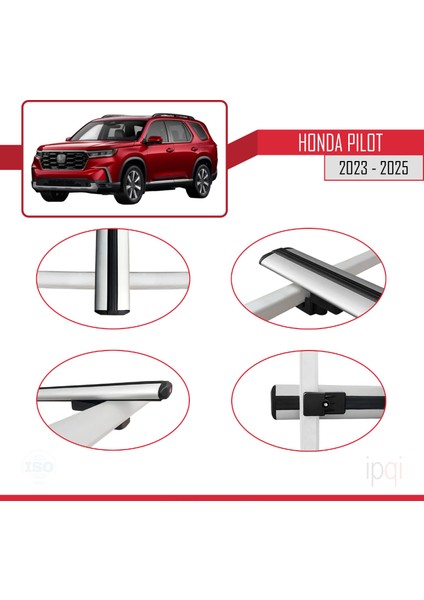 Honda Pilot 2023-2025 Arası ile Uyumlu Basıc Model Ara Atkı Tavan Barı Gri 3 Adet fırsatları