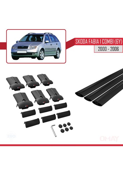 Skoda Fabia (6y) Combi 2000-2006 Arası ile Uyumlu Fly Model Ara Atkı Tavan Barı Siyah 3 Adet indirimleri