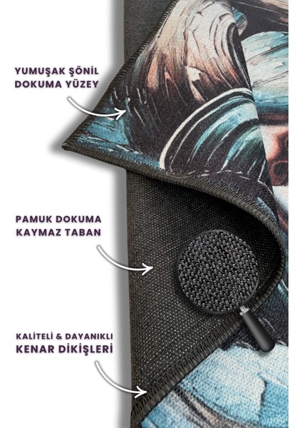 Sürreal Kelebek Desenli ve Kadın Desenli Moder Desenli Halı Oturma Salon Halısı