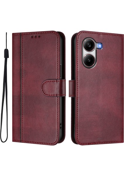 Poco X7 Pro 5g Cüzdan Standı Retro Doku Deri Telefon Kılıfı ve Kordonu (Yurt Dışından)