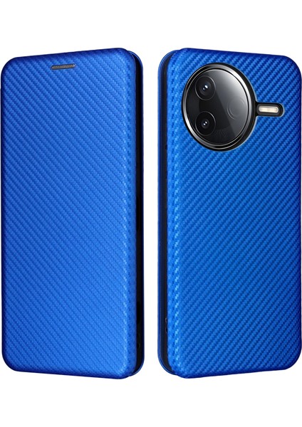 Poco F7 Pro 5g Karbon Fiber Dokulu Düşmeye Dayanıklı Pu Deri Kılıf (Yurt Dışından)