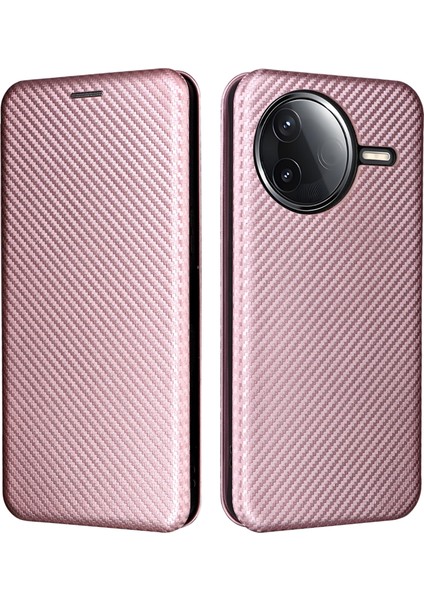 Poco F7 Pro 5g Karbon Fiber Dokulu Düşmeye Dayanıklı Pu Deri Kılıf (Yurt Dışından)
