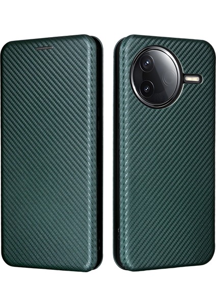 Poco F7 Pro 5g Karbon Fiber Dokulu Düşmeye Dayanıklı Pu Deri Kılıf (Yurt Dışından)