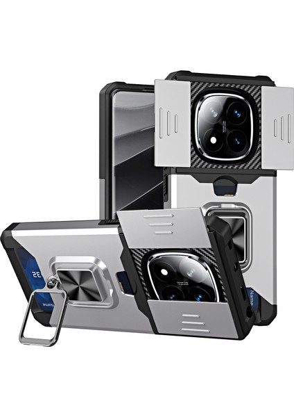 Redmi Note 14 Pro / Note 14 Pro Plus 5g Kickstand Kayar Lens Kapağı Pc + Kart Yuvalı Tpu Kapak (Yurt Dışından)