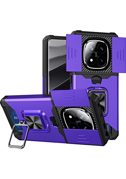 Redmi Note 14 Pro / Note 14 Pro Plus 5g Kickstand Kayar Lens Kapağı Pc + Kart Yuvalı Tpu Kapak (Yurt Dışından)