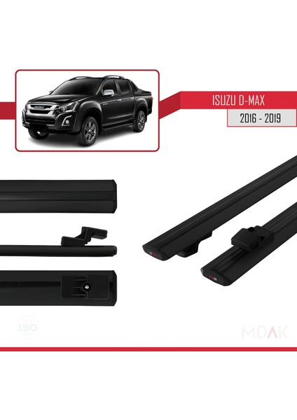 Isuzu D-Max 2 (RT85) Post-Facelift 2016-2019 Arası ile Uyumlu Basıc Model Ara Atkı Tavan Barı Siyah 2 Adet modelleri
