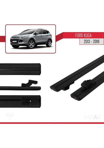 Ford Kuga 2 (C520) 2013-2019 Arası ile Uyumlu Basıc Model Ara Atkı Tavan Barı Siyah 2 Adet modelleri