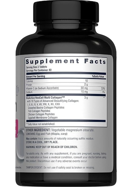 Advanced Multi Collagen Peptides | 120 Tablets | 10 Types Of Collagen | Skin, Hair And Nails | Beauty Supplement | For Men And Women modelleri