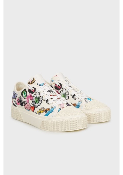 Desenli Logolu Kanvas Sneaker Ayakkabı Bayan Ayakkabı 2S5FSN001F20 101