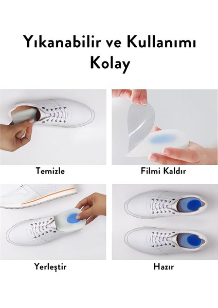 Yastığı 1 Çift Gizli Boy Uzatıcı Tabanı Jel Topukluk Mavi Jel Topuğu