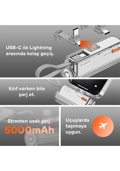 Flow Mini - Kompakt ve Hızlı Taşınabilir Powerbank - Gümüş