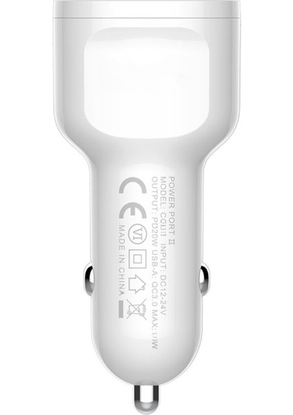 40W Araba Çakmaklık Hızlı Şarj Type-C ve USB Çıkışlı Pd Şarj Aleti Işıklı Apple Android Tam Uyumlu