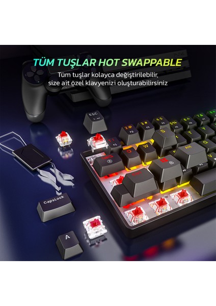 Ampligame Gk1 Rgb Red Switch Mekanik Klavye