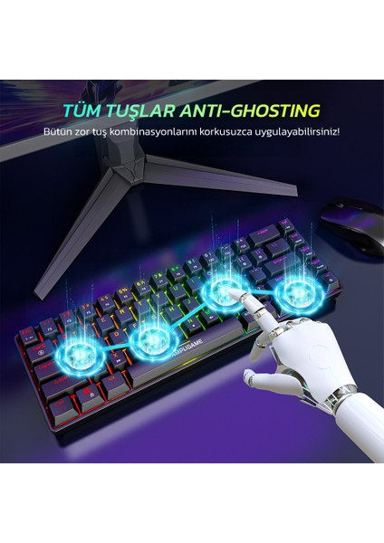 Ampligame Gk1 Rgb Red Switch Mekanik Klavye