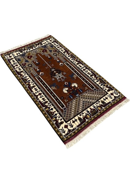 El Dokuma Kök Boya Seccade Yahyalı 84X140 Yün Kahve Namazlık fiyatları