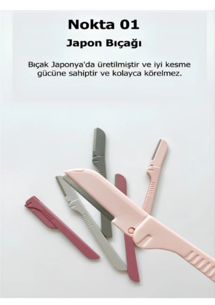 Kaş Yüz Usturası Açık Pembe Renk Kaş Alma ve Düzenleyici Tek Çift Katlama ve Düz Jilet 3'lü Set fiyatları