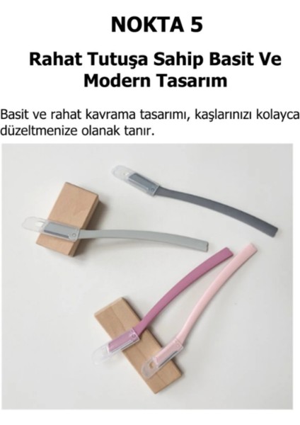 Kaş Yüz Usturası Açık Pembe Renk Kaş Alma ve Düzenleyici Tek Çift Katlama ve Düz Jilet 3'lü Set