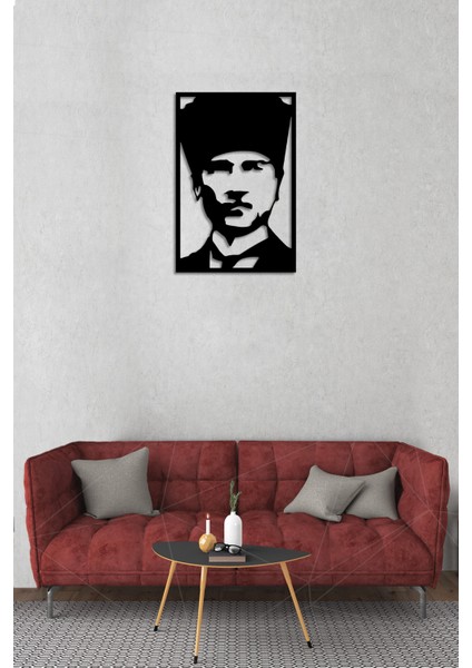 Siyah Ahşap Atatürk Duvar Dekoru Salon Oturma Yatak Odası Ofis Için 30X45CM Mdf Tablo
