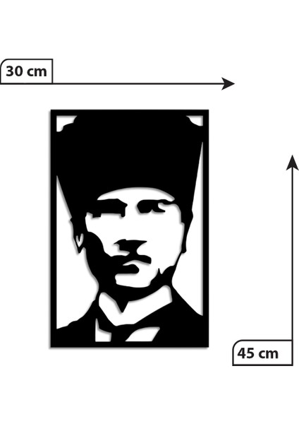 Siyah Ahşap Atatürk Duvar Dekoru Salon Oturma Yatak Odası Ofis Için 30X45CM Mdf Tablo