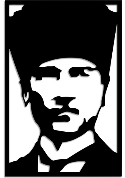 Siyah Ahşap Atatürk Duvar Dekoru Salon Oturma Yatak Odası Ofis Için 30X45CM Mdf Tablo