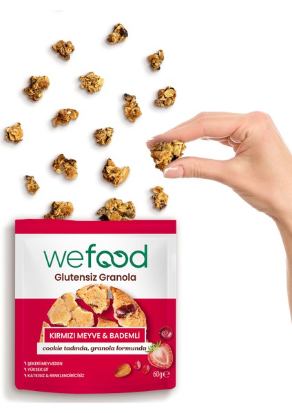 Glutensiz Granola Bites Kırmızı Meyve & Bademli 60 gr 3'lü