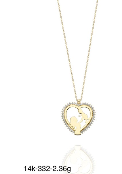 Yenidoğan Anne Bebek Kalp Içinde Çok Şık 14 Ayar Altın Kolye fiyatları