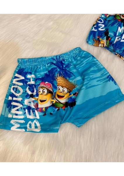 Minion Minyonlar Beach Erkek Çocuk Deniz Şortu ve Bone Takım modelleri
