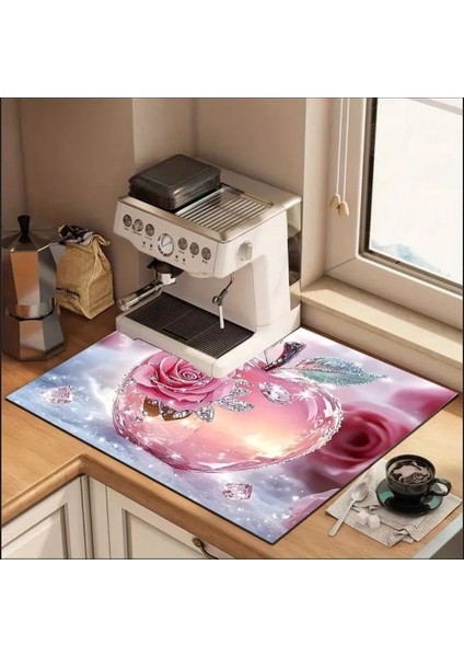 55 cm x 45 cm Gül Elmas Tasarımı Tezgah Üstü Bulaşık Kurutma Matı Bulaşıklık Kurutma Örtüsü modelleri