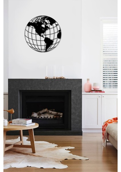 Siyah Ahşap Dünya Haritası Duvar Dekoru Salon Oturma Yatak Çocuk Odası Ofis Için 40X40CM Mdf Tablo