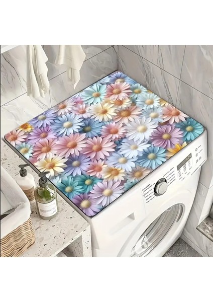 55 cm x 45 cm Renkli Papatyalar Tasarımı Tezgah Üstü Bulaşık Kurutma Matı Bulaşıklık Kurutma Örtüsü modelleri