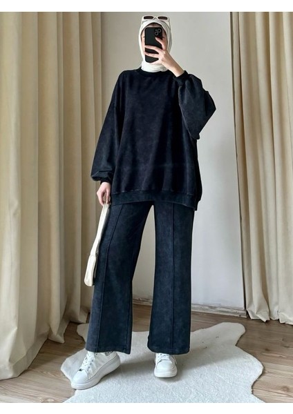 9033-9034 - Şık Rahat 2 Iplik Soft Yıkama Salaş Kadın Takım