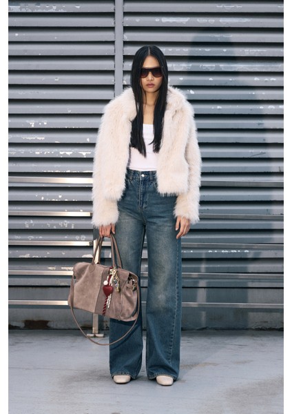 Yüksek Bel Wide-Leg Jean Mavi