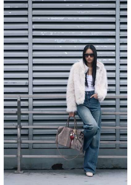 Yüksek Bel Wide-Leg Jean Mavi