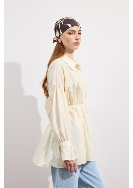 Büzgülü Poplin Gömlek Soft Sarı fiyatları