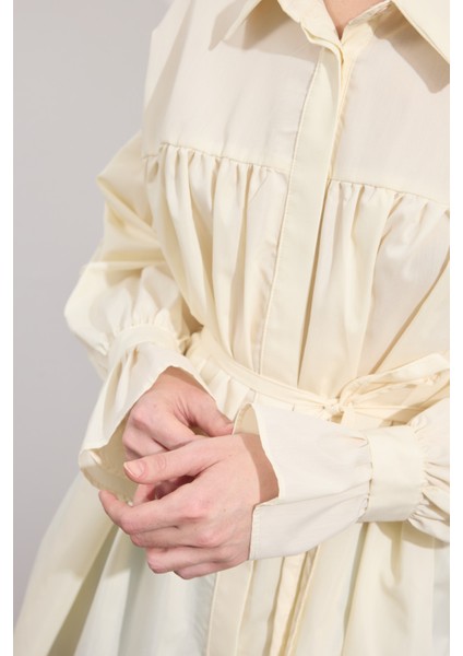 Büzgülü Poplin Gömlek Soft Sarı modelleri