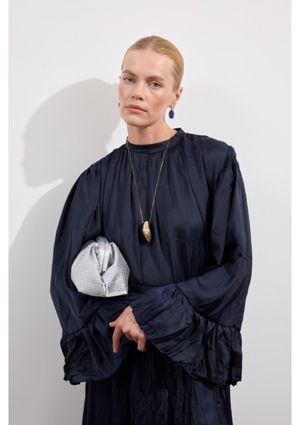 Velora Crush Saten Elbise Lacivert modelleri