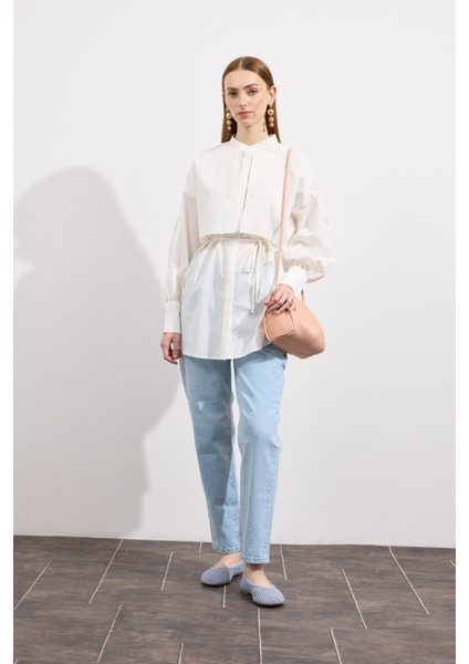 Poplin Trenç Gömlek Beyaz modelleri