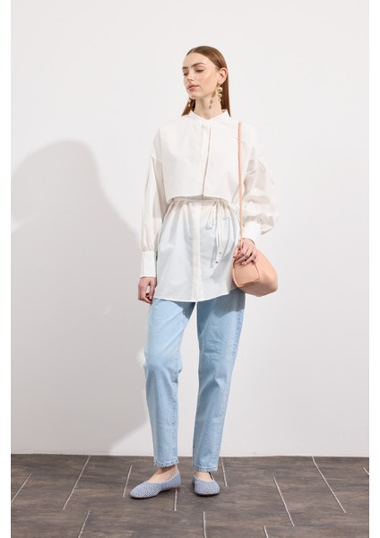 Poplin Trenç Gömlek Beyaz fırsatları