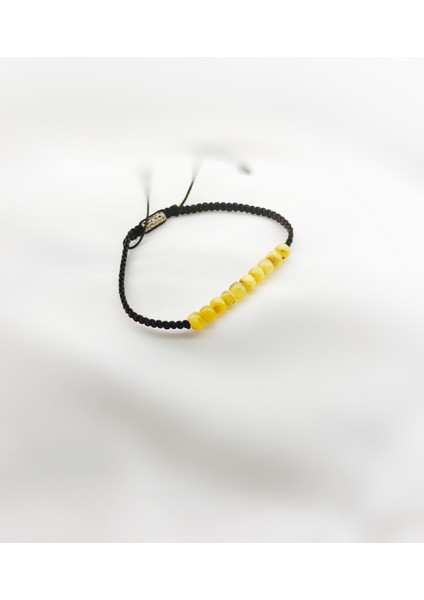 Damla Kehribar Makrome Bileklik modelleri