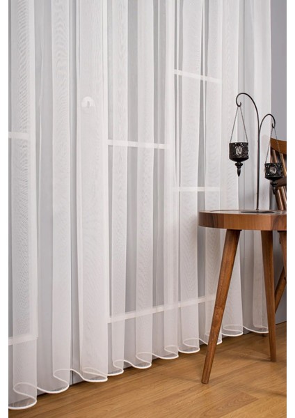 Sade Şık Ipek Zemin Kırışmaz Düz Tül Perde Sık Pile