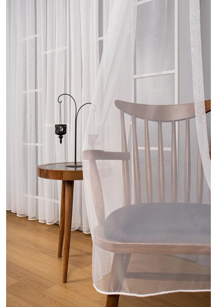 Sade Şık Ipek Zemin Kırışmaz Düz Tül Perde Sık Pile