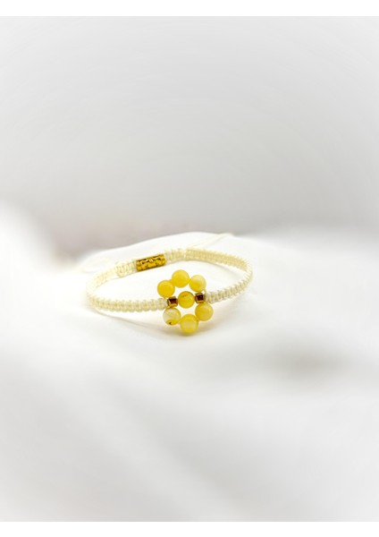 Çiçek Model Kehribar Makrome Bileklik modelleri