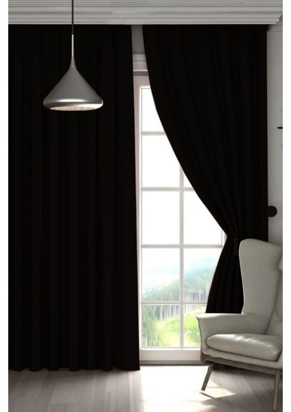 Lüks Kalın Siyah Blackout Karartma Güneşlik Perde (En x Boy Pilesiz Tek Kanat)