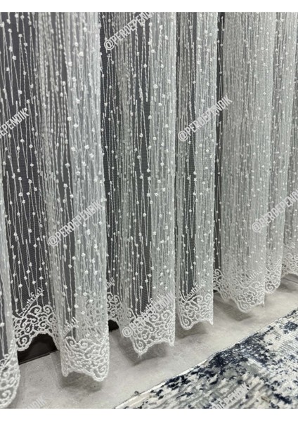 Damla Desenli,özel Işlemeli,salon Tülü,zarif,şık,desenli,tül,ütü Istemez,yıka As,1*3 Sık,pileli, modelleri