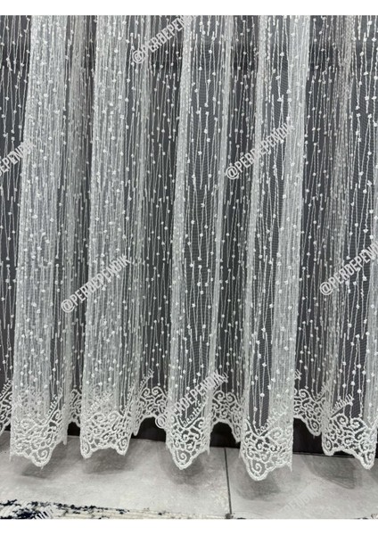 Damla Desenli,özel Işlemeli,salon Tülü,zarif,şık,desenli,tül,ütü Istemez,yıka As,1*3 Sık,pileli, indirimleri